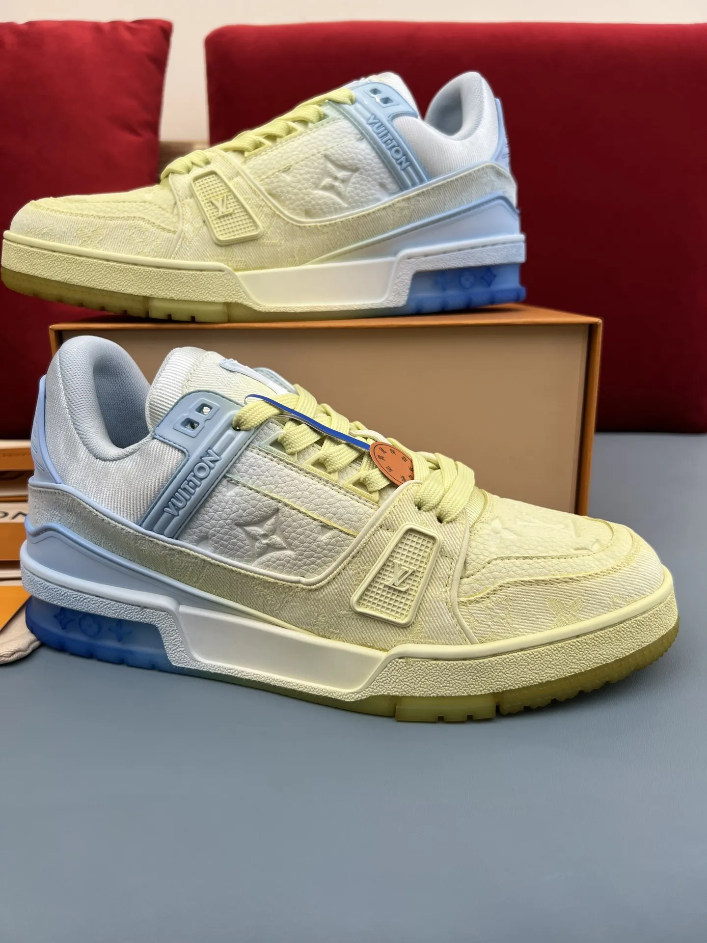 Louis Vuitton Trainer Sneakers Yellow Blue – Replica Shoes & Louis Vuitton Fake Upgraded 309