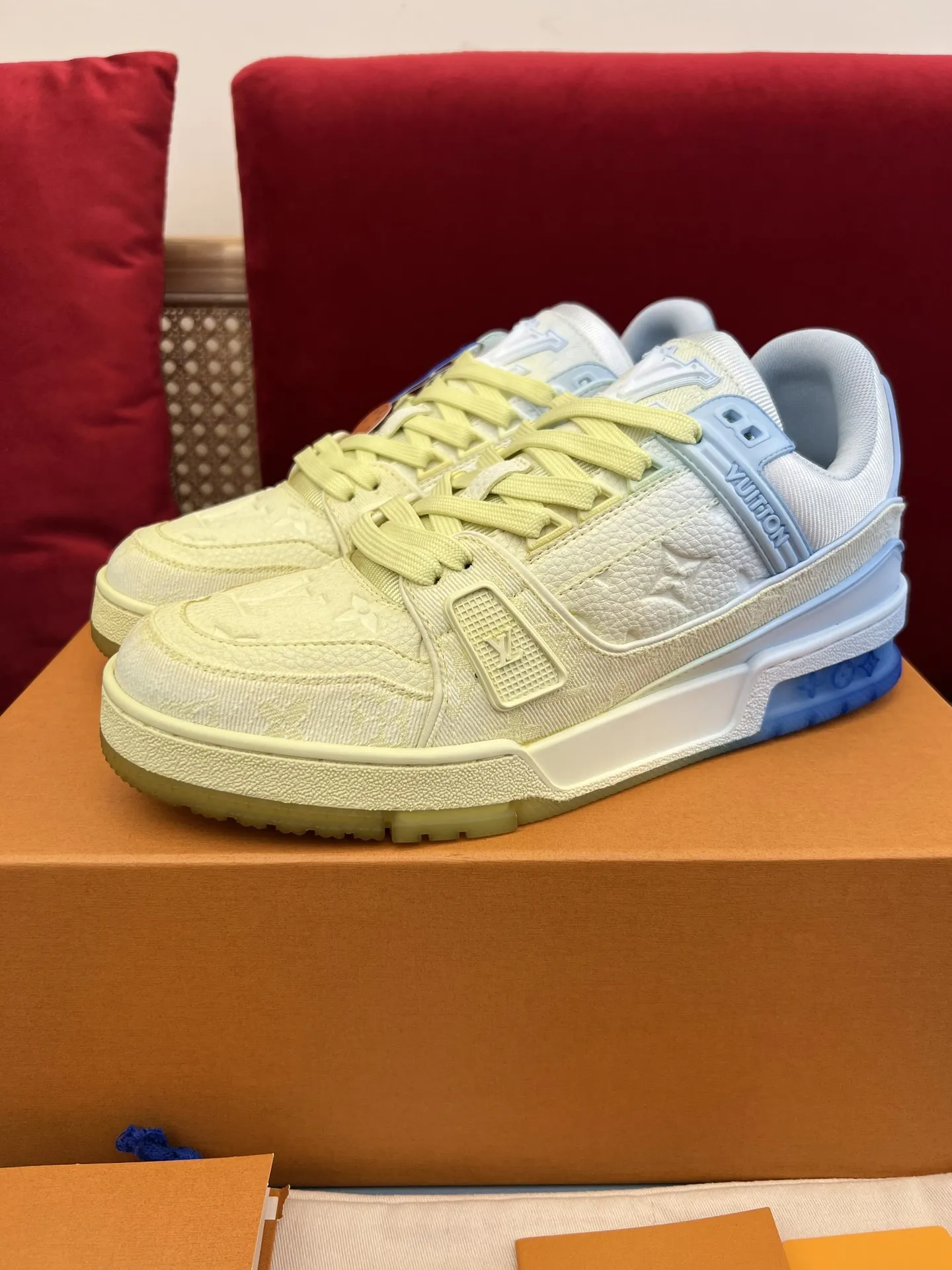 Louis Vuitton Trainer Sneakers Yellow Blue – Replica Shoes & Louis Vuitton Fake Upgraded 309