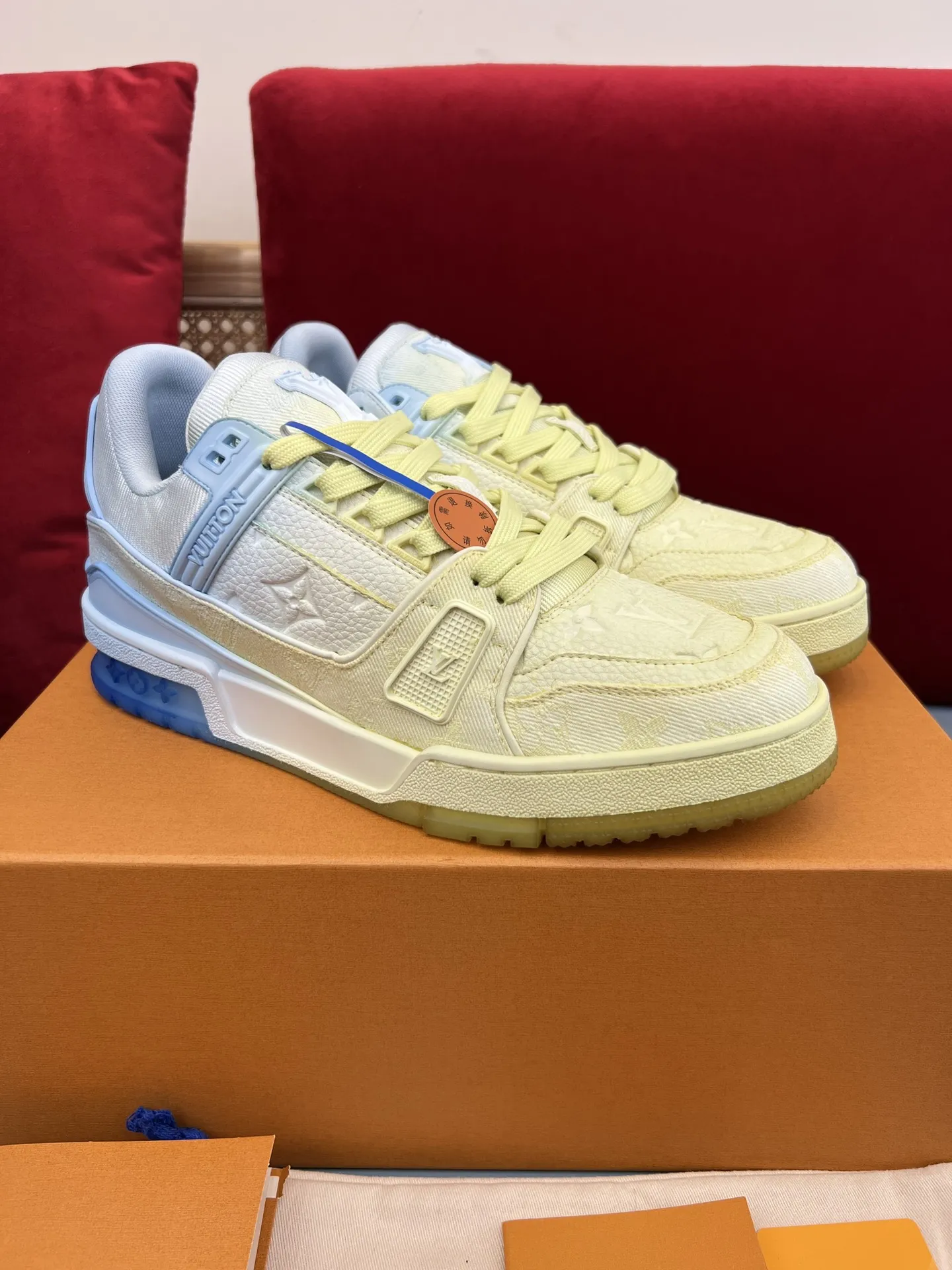 Louis Vuitton Trainer Sneakers Yellow Blue – Replica Shoes & Louis Vuitton Fake Upgraded 309