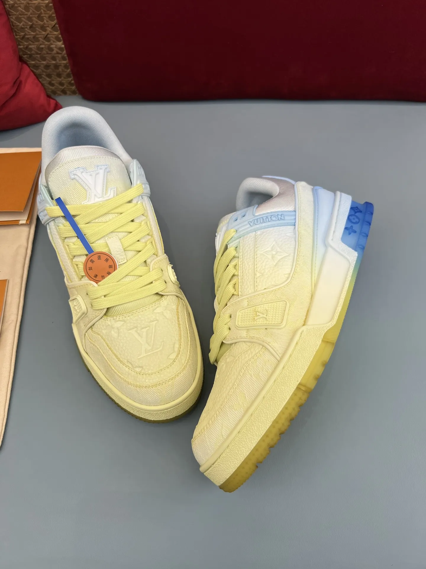 Louis Vuitton Trainer Sneakers Yellow Blue – Replica Shoes & Louis Vuitton Fake Upgraded 309