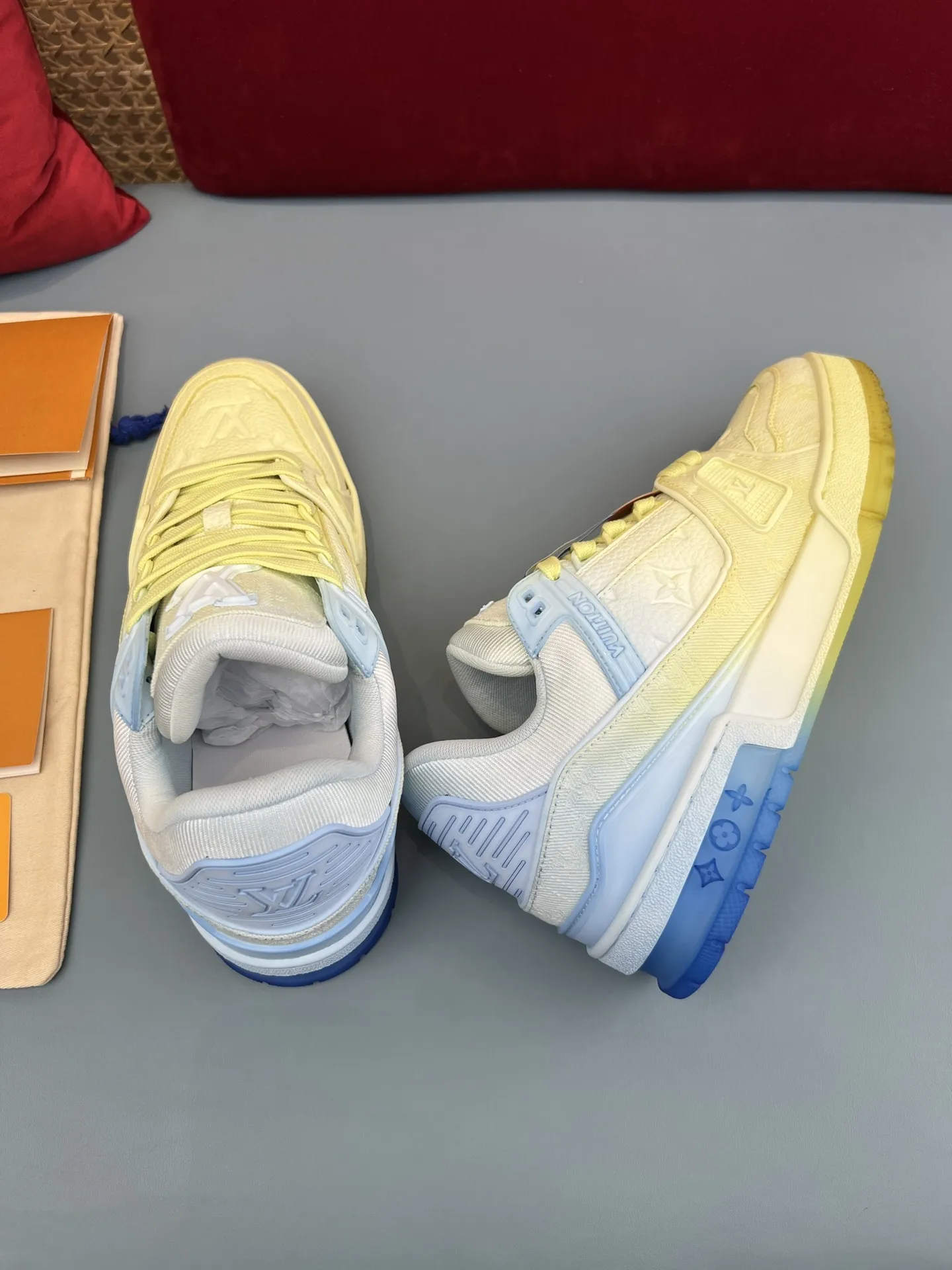 Louis Vuitton Trainer Sneakers Yellow Blue – Replica Shoes & Louis Vuitton Fake Upgraded 309