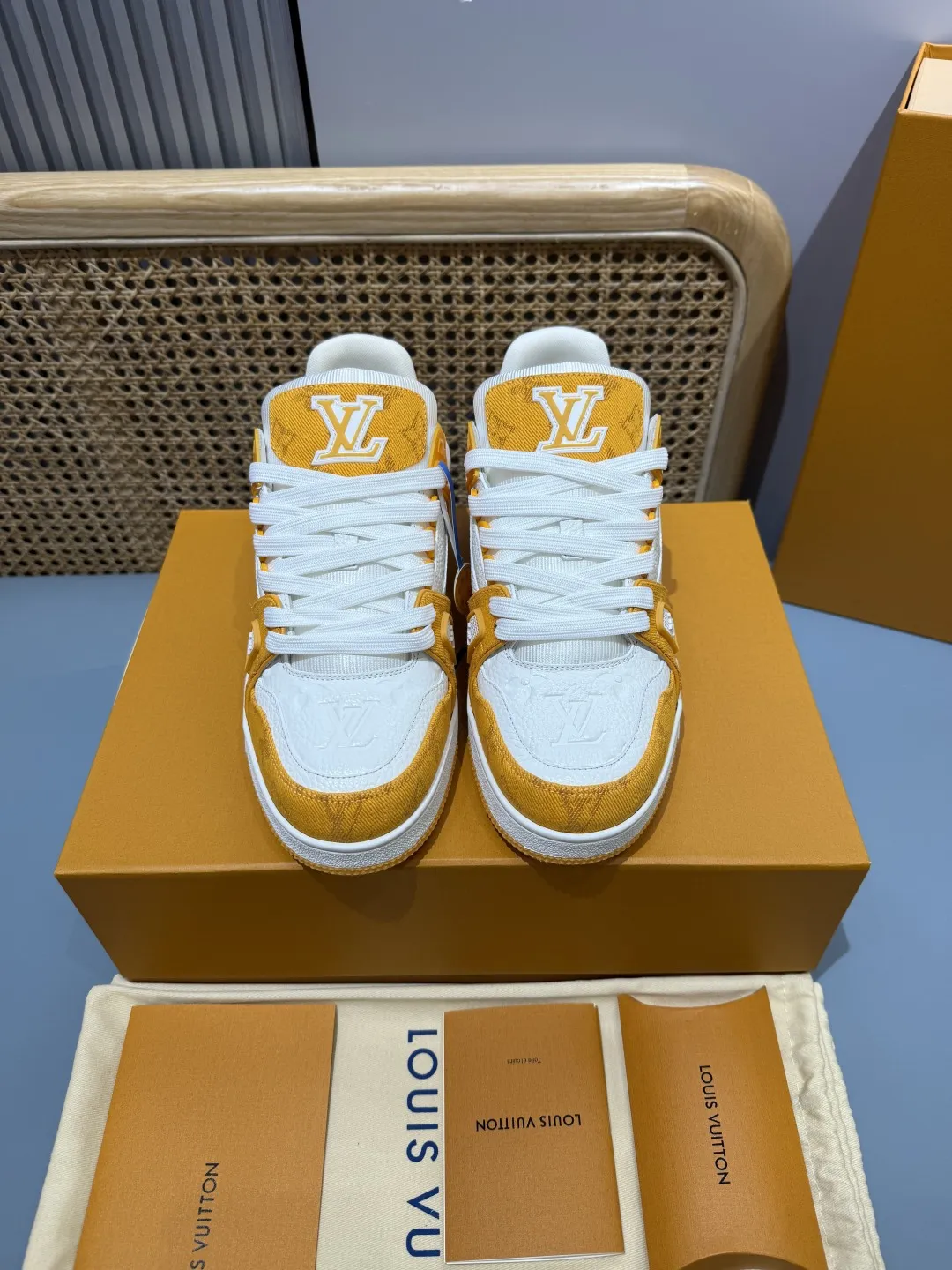 Affordable Louis Vuitton Trainer Sneakers Yellow White –  Replica Shoes & Rep Shoes 390