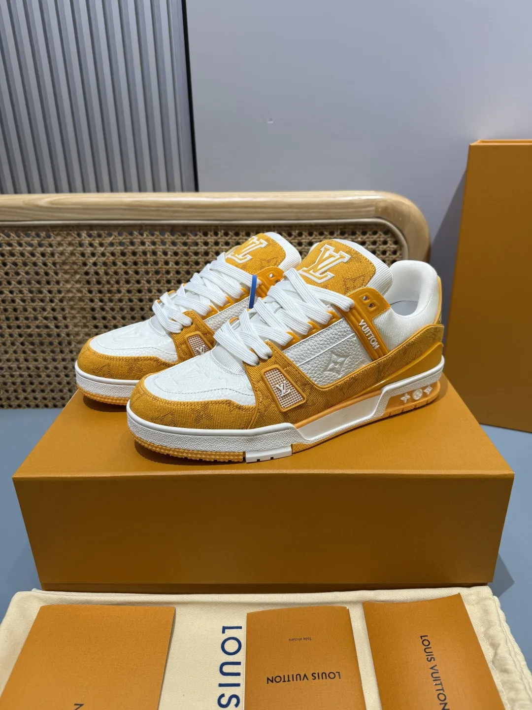 Affordable Louis Vuitton Trainer Sneakers Yellow White –  Replica Shoes & Rep Shoes 390