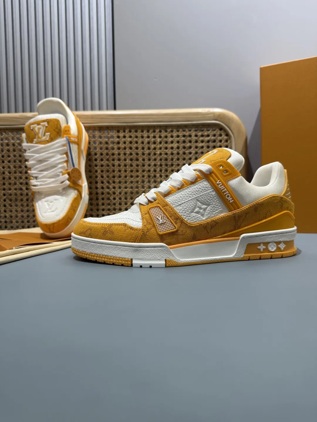 Affordable Louis Vuitton Trainer Sneakers Yellow White –  Replica Shoes & Rep Shoes 390