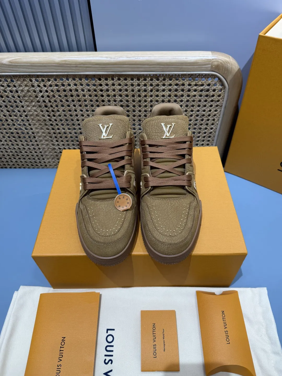 ModernLook Louis Vuitton Trainer Studded Brown Replica Shoes – Rep Sneakers 429