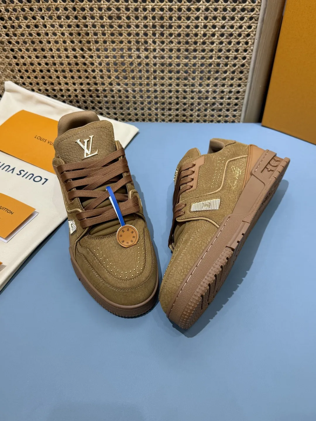 ModernLook Louis Vuitton Trainer Studded Brown Replica Shoes – Rep Sneakers 429