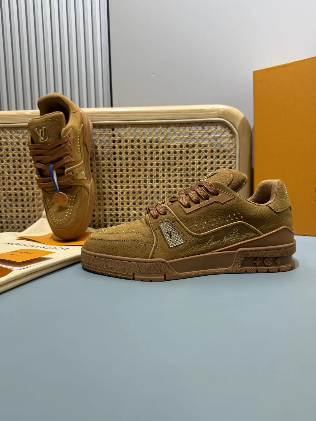 ModernLook Louis Vuitton Trainer Studded Brown Replica Shoes – Rep Sneakers 429