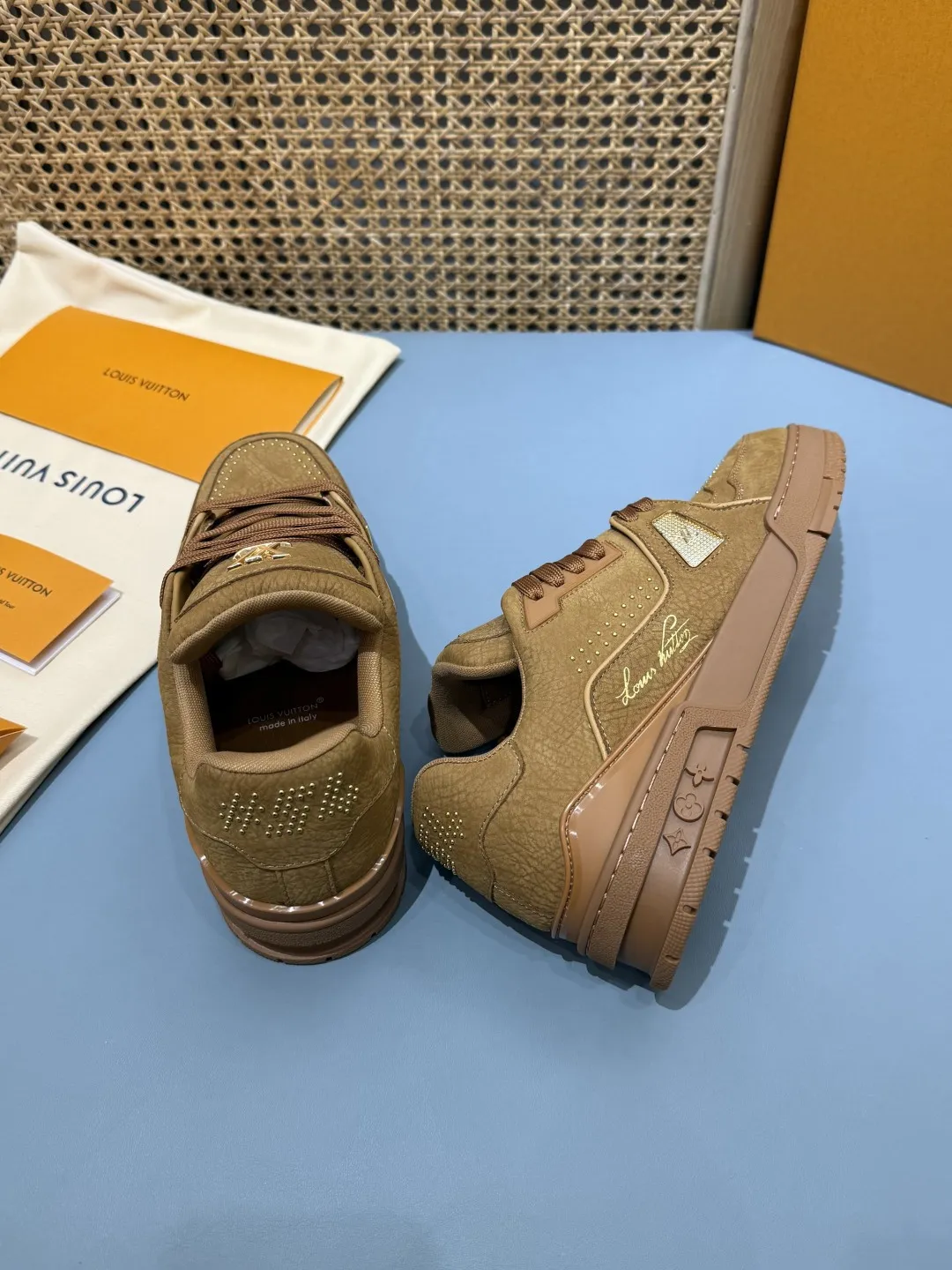 ModernLook Louis Vuitton Trainer Studded Brown Replica Shoes – Rep Sneakers 429