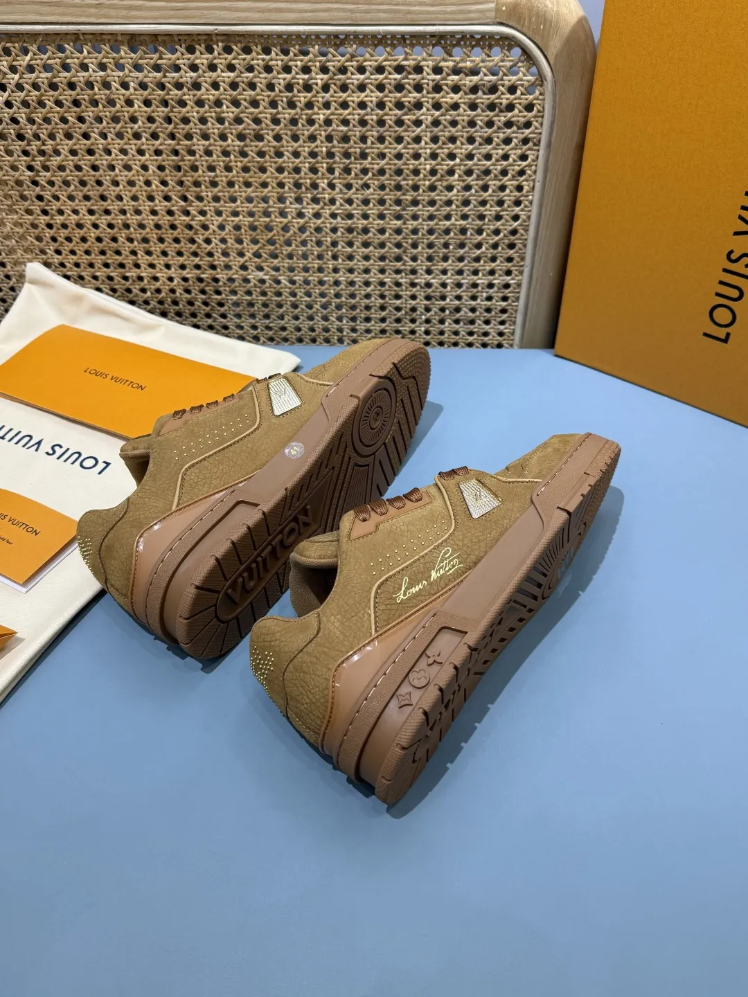 ModernLook Louis Vuitton Trainer Studded Brown Replica Shoes – Rep Sneakers 429