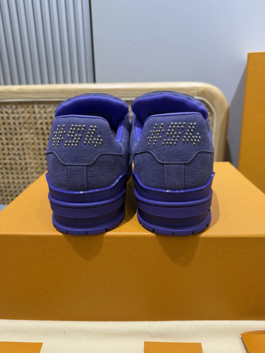 Sustainable Louis Vuitton Trainer Studded Purple Sneakers – Replica LV Edition with Rep Shoes Style 430