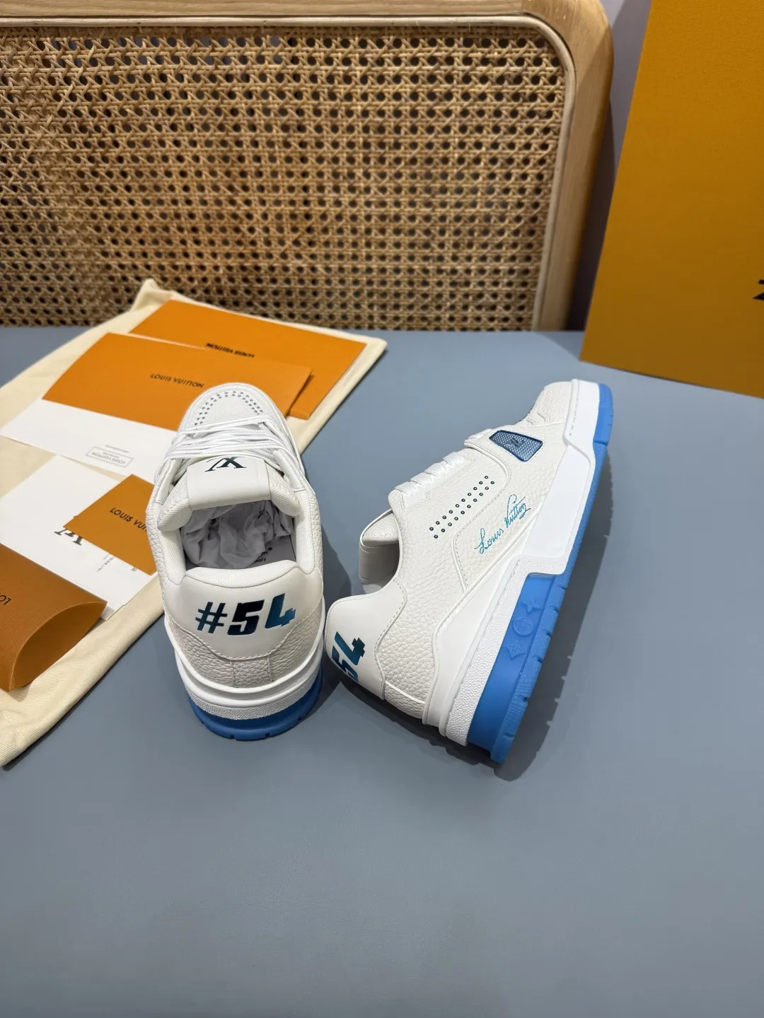 Durable Louis Vuitton Trainer White Blue Replica Shoes –  Rep Shoes 388