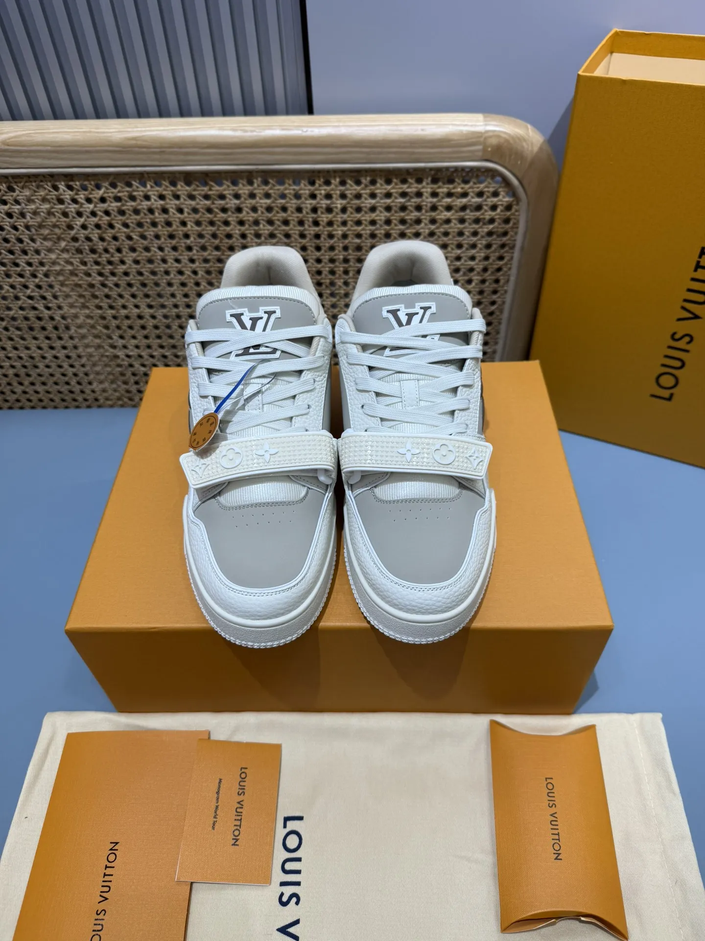 SunProtective Louis Vuitton Trainer White Grey Replica Shoes with Rep Sneakers Style 419