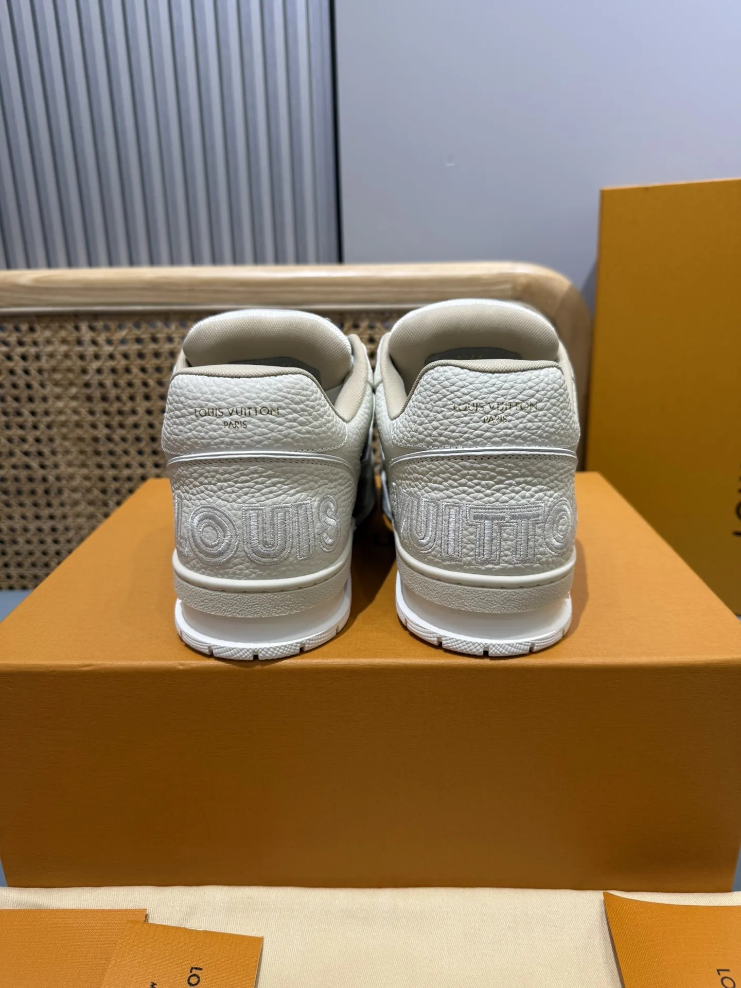 SunProtective Louis Vuitton Trainer White Grey Replica Shoes with Rep Sneakers Style 419