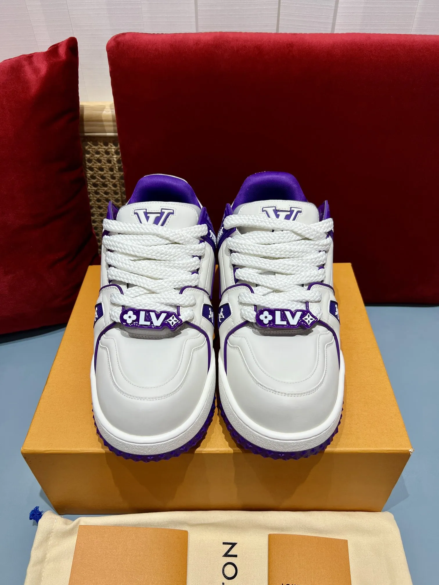 Louis Vuitton Trainer White Purple Replica Shoes – Rep Sneakers Youthful 361