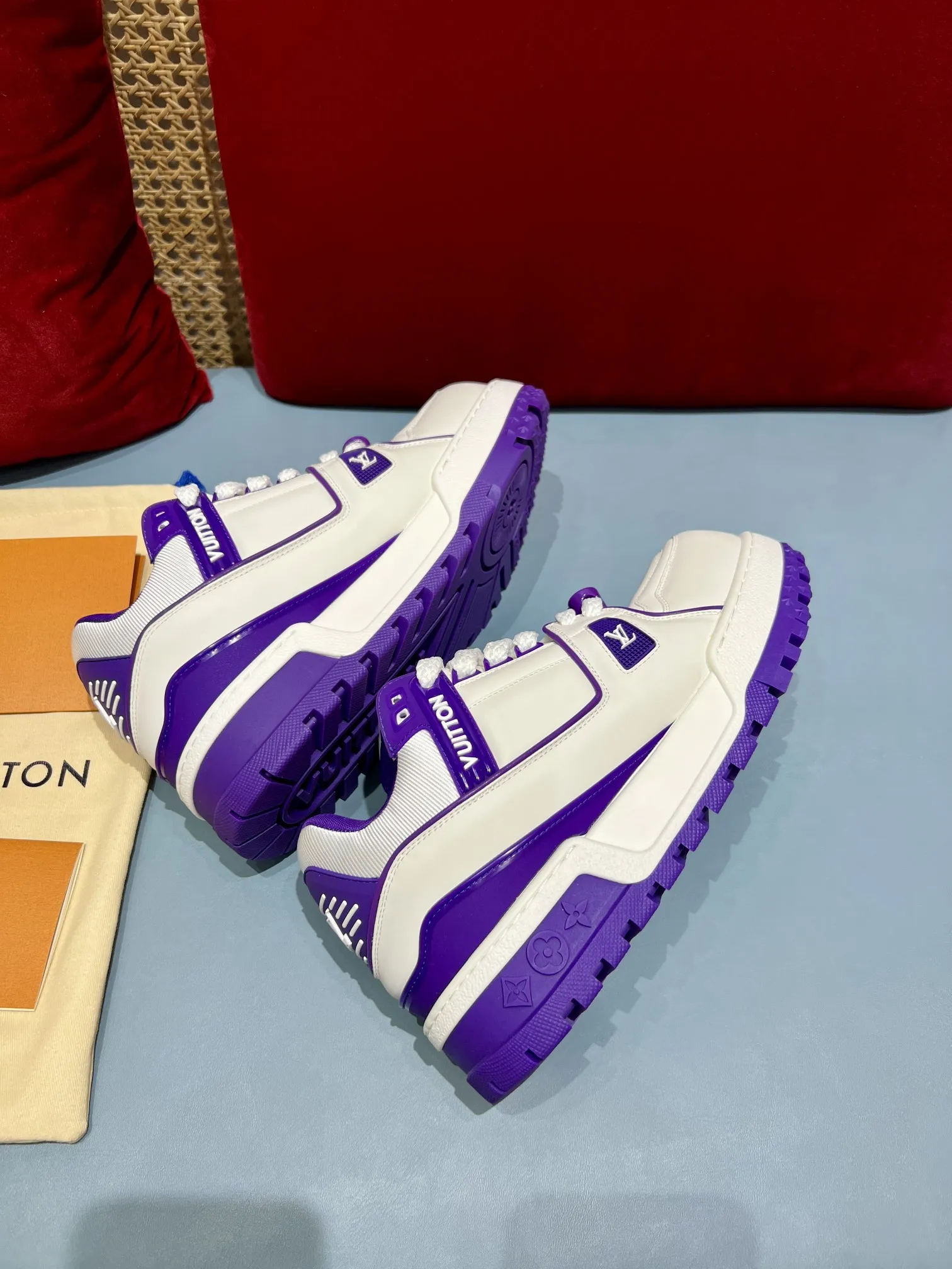 Louis Vuitton Trainer White Purple Replica Shoes – Rep Sneakers Youthful 361