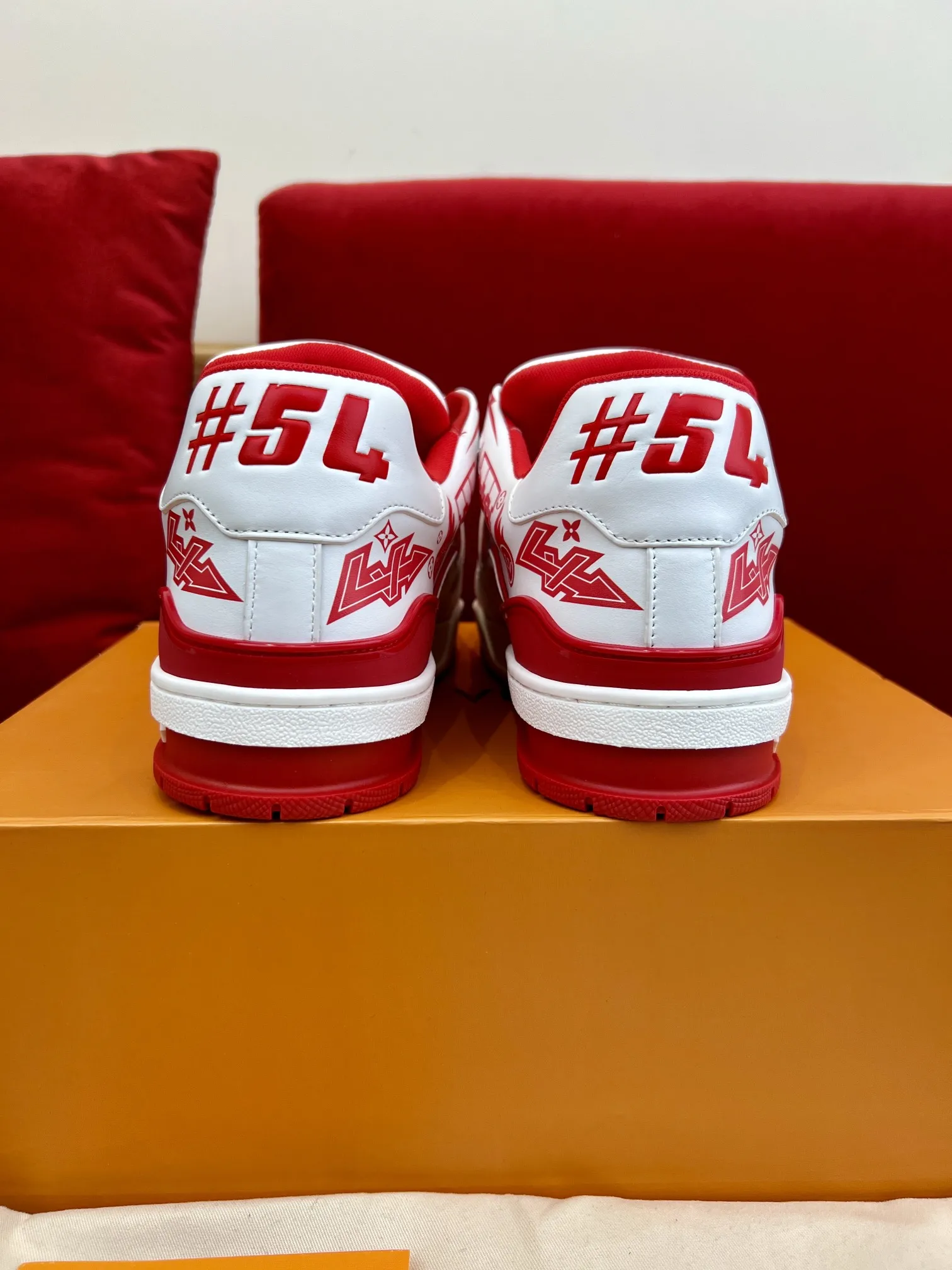 Louis Vuitton Trainer White Red Replica Shoes with Rep Sneakers Style Comfortable 346