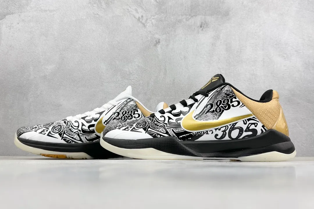 StreetReady NK Zoom Kobe 5 Protro – White Black Gold – Collaborative Edition with Rep Shoes and Nike Replica Collection 1457
