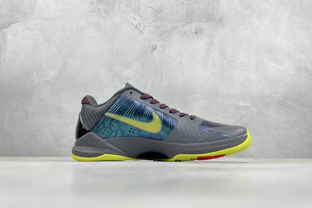 Breathable NK Zoom Kobe 5 Protro ‘Pure ’ – Grey Purple Yellow – Rep Shoes with Nike Replica Design 1453