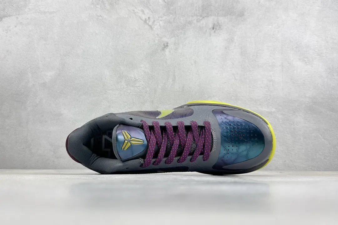 Breathable NK Zoom Kobe 5 Protro ‘Pure ’ – Grey Purple Yellow – Rep Shoes with Nike Replica Design 1453
