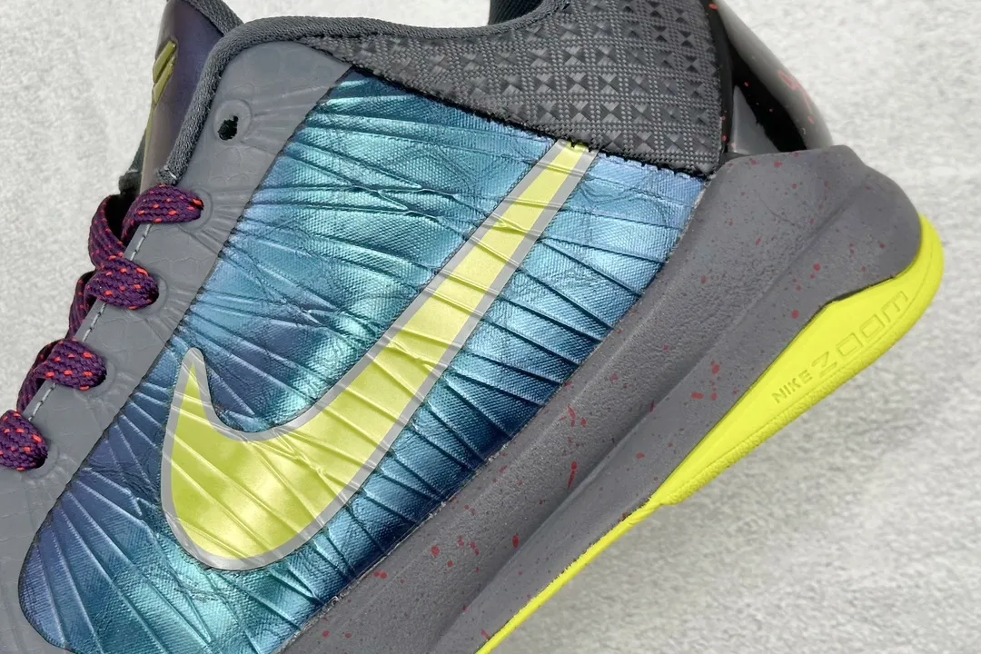 Breathable NK Zoom Kobe 5 Protro ‘Pure ’ – Grey Purple Yellow – Rep Shoes with Nike Replica Design 1453