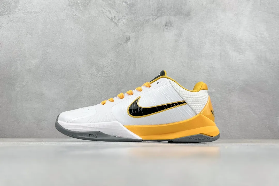 Supportive NK Zoom Kobe 5 Protro White Yellow Basketball Shoes – Replica Nike Edition Rep Shoes 386430- 1464