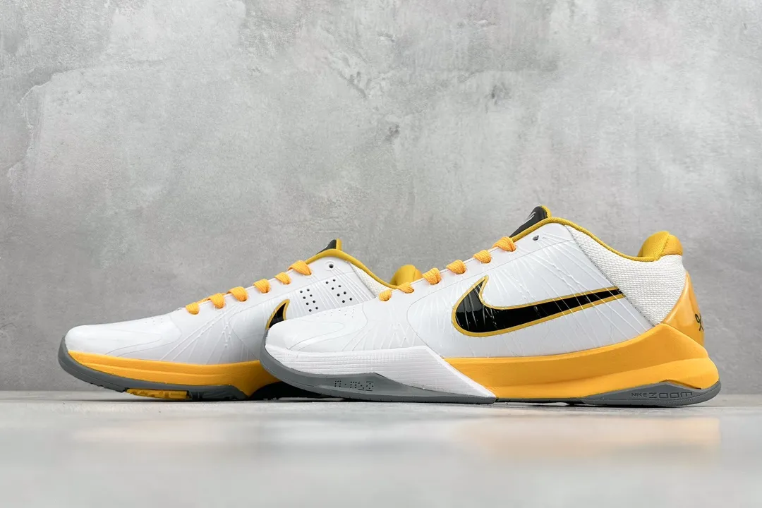 Supportive NK Zoom Kobe 5 Protro White Yellow Basketball Shoes – Replica Nike Edition Rep Shoes 386430- 1464