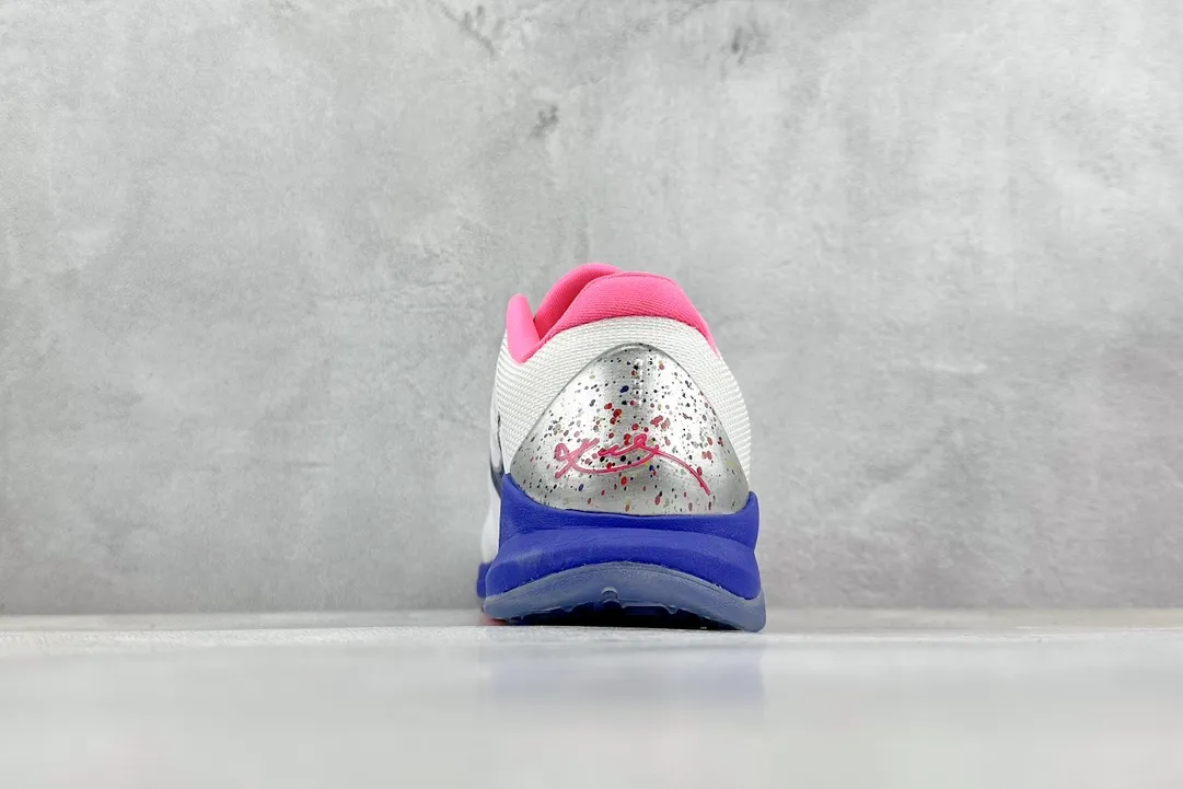 Lightweight NK Zoom Kobe 5 Pure  Version – White Pink Blue Rep Shoes with Nike Replica Style 1468