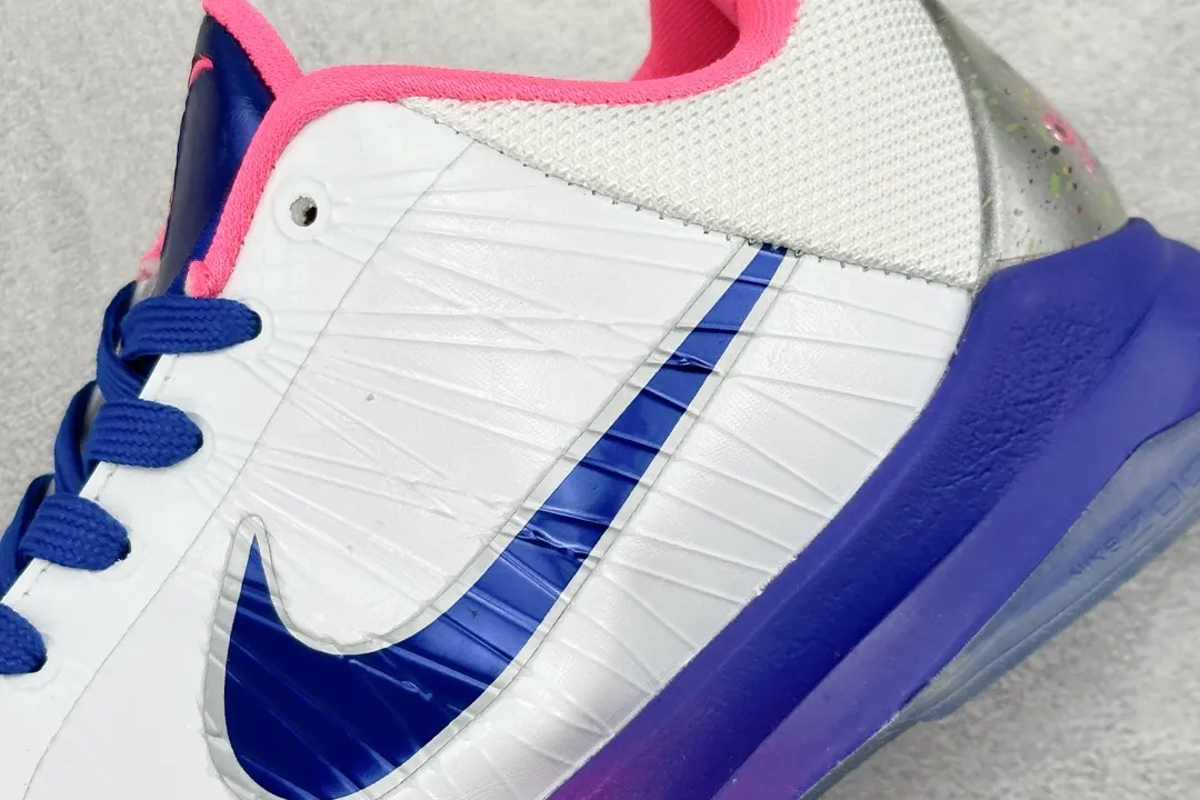 Lightweight NK Zoom Kobe 5 Pure  Version – White Pink Blue Rep Shoes with Nike Replica Style 1468