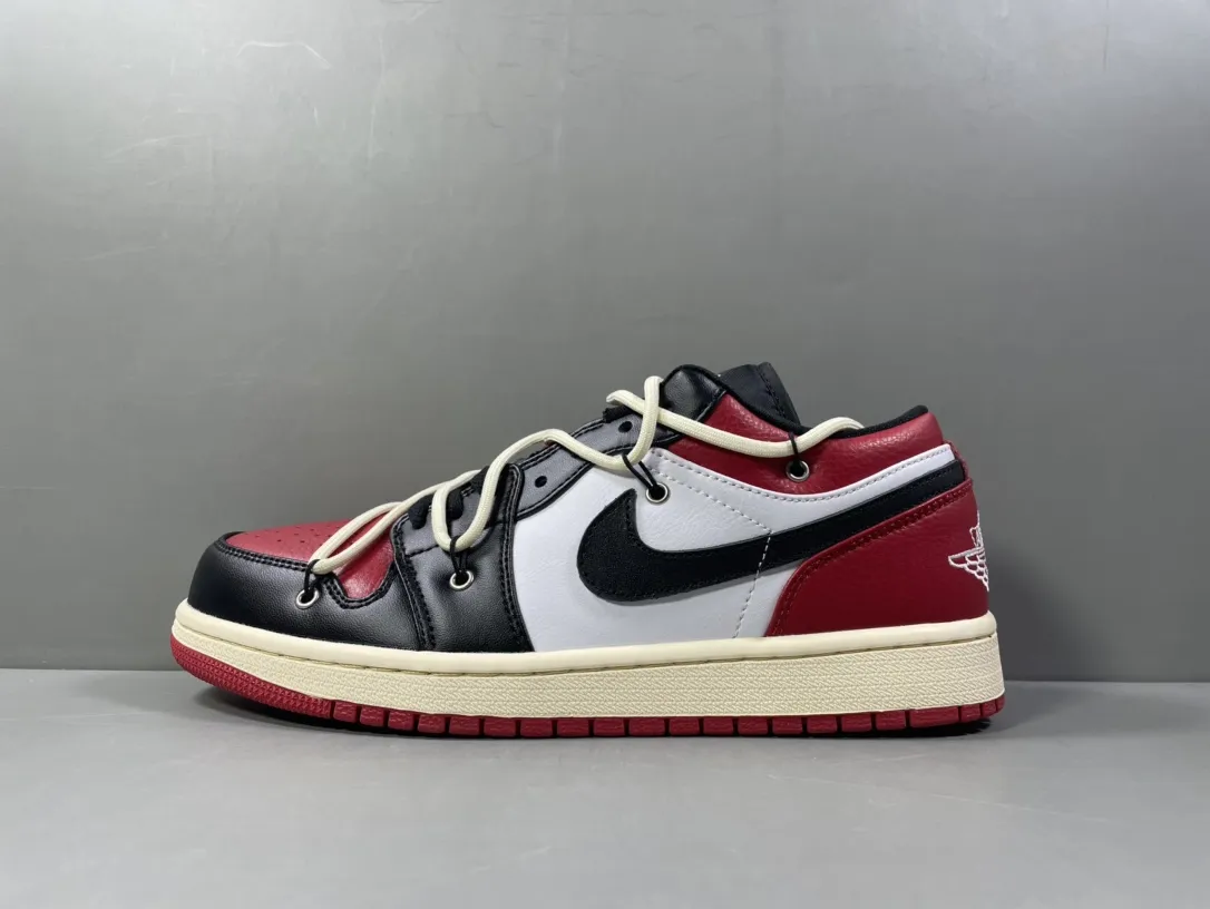 Nike AJ1 Low ‘Black Red’ Deconstructed Sneakers – Top Rep Shoes & Best Replica Sneakers in Sizes 36- OdorResistant 1253