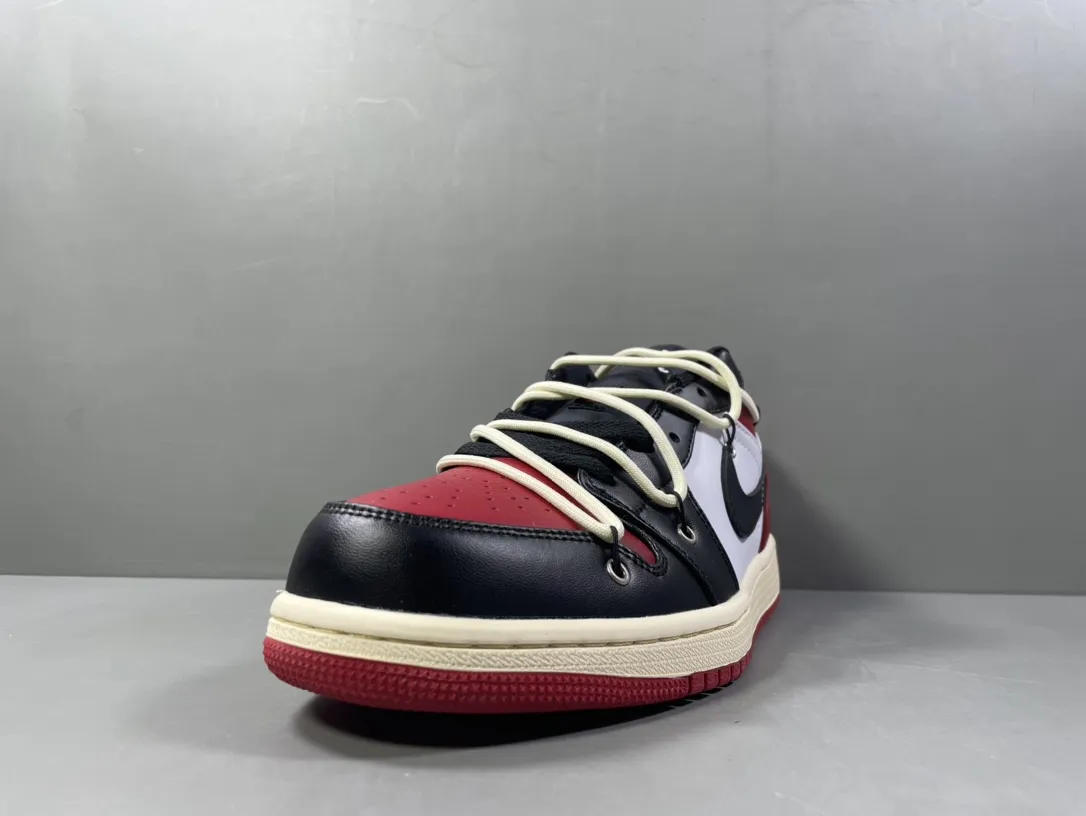 Nike AJ1 Low ‘Black Red’ Deconstructed Sneakers – Top Rep Shoes & Best Replica Sneakers in Sizes 36- OdorResistant 1253