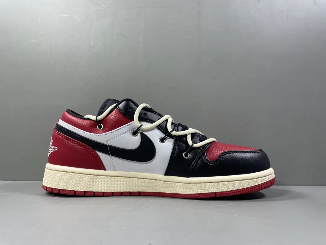 Nike AJ1 Low ‘Black Red’ Deconstructed Sneakers – Top Rep Shoes & Best Replica Sneakers in Sizes 36- OdorResistant 1253