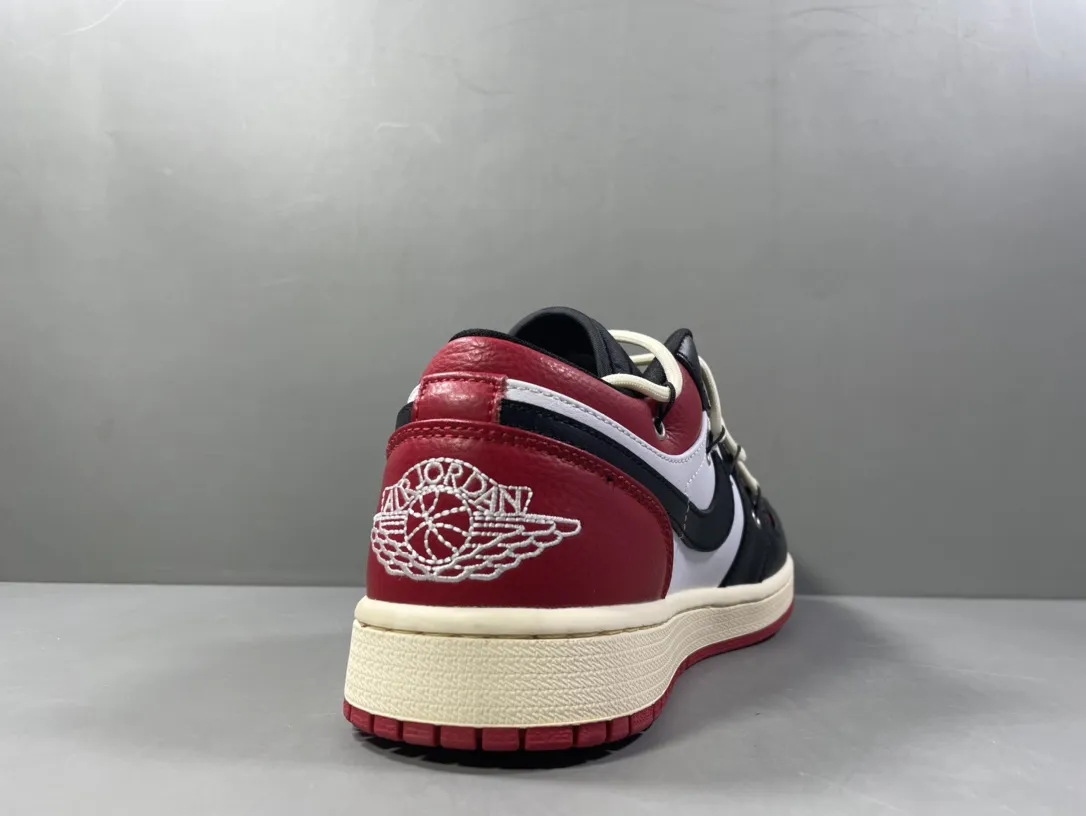 Nike AJ1 Low ‘Black Red’ Deconstructed Sneakers – Top Rep Shoes & Best Replica Sneakers in Sizes 36- OdorResistant 1253