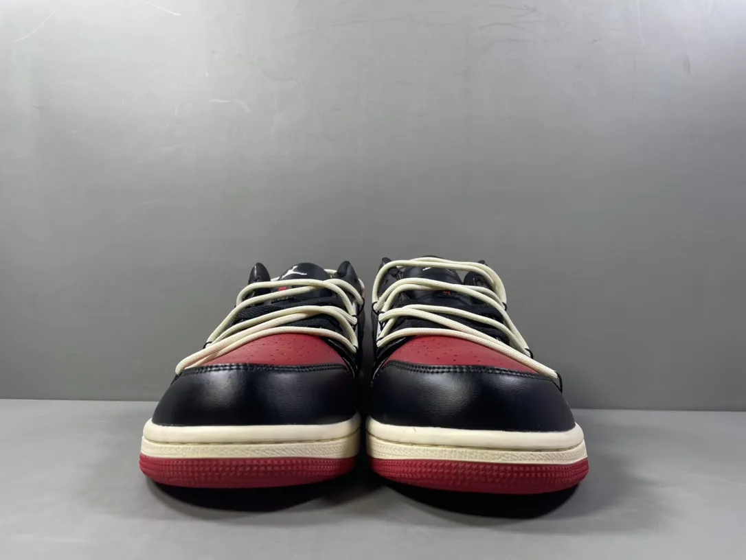 Nike AJ1 Low ‘Black Red’ Deconstructed Sneakers – Top Rep Shoes & Best Replica Sneakers in Sizes 36- OdorResistant 1253