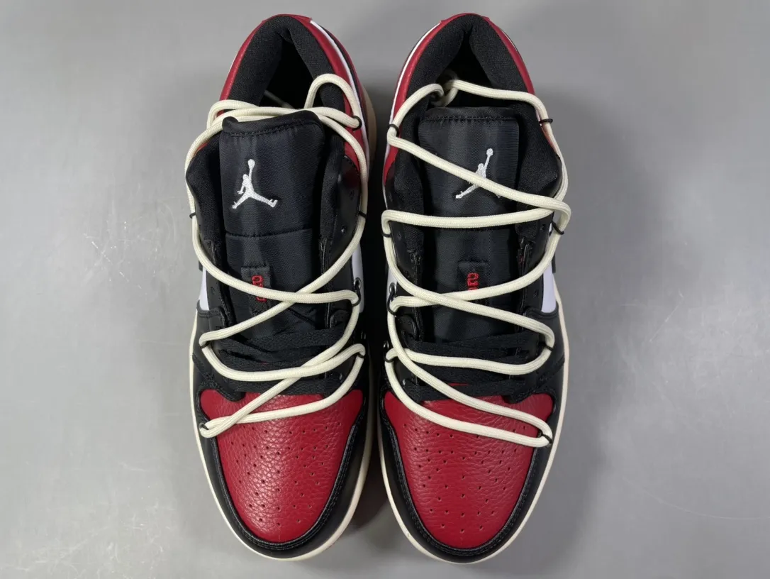 Nike AJ1 Low ‘Black Red’ Deconstructed Sneakers – Top Rep Shoes & Best Replica Sneakers in Sizes 36- OdorResistant 1253