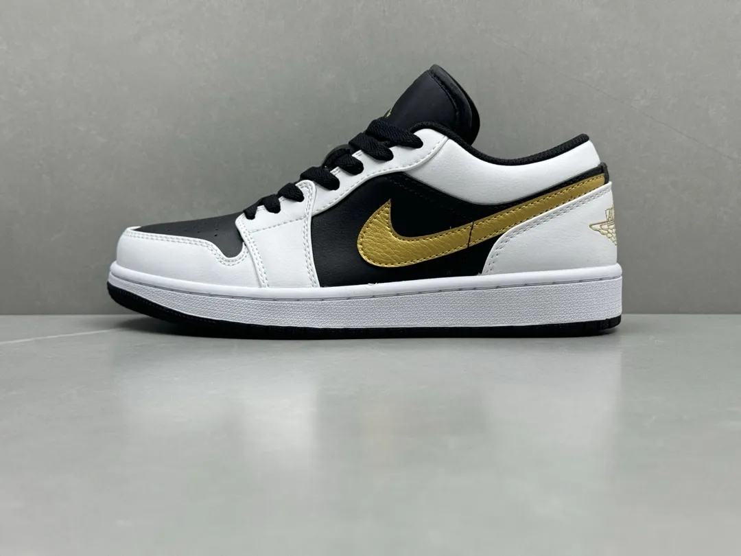 Stylish Nike AJ1 Low White Black Gold Pure  Version – Rep Shoes & Replica Nikes – Sizes 36-46 (Including Half Sizes 1239