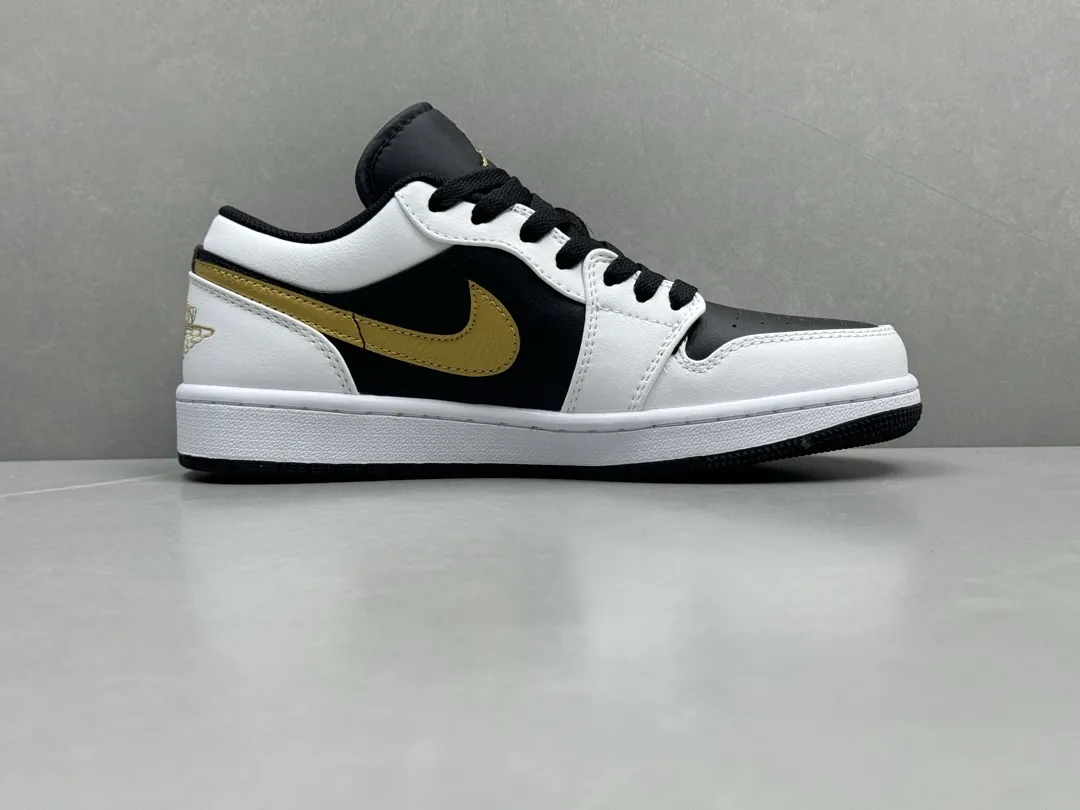 Stylish Nike AJ1 Low White Black Gold Pure  Version – Rep Shoes & Replica Nikes – Sizes 36-46 (Including Half Sizes 1239