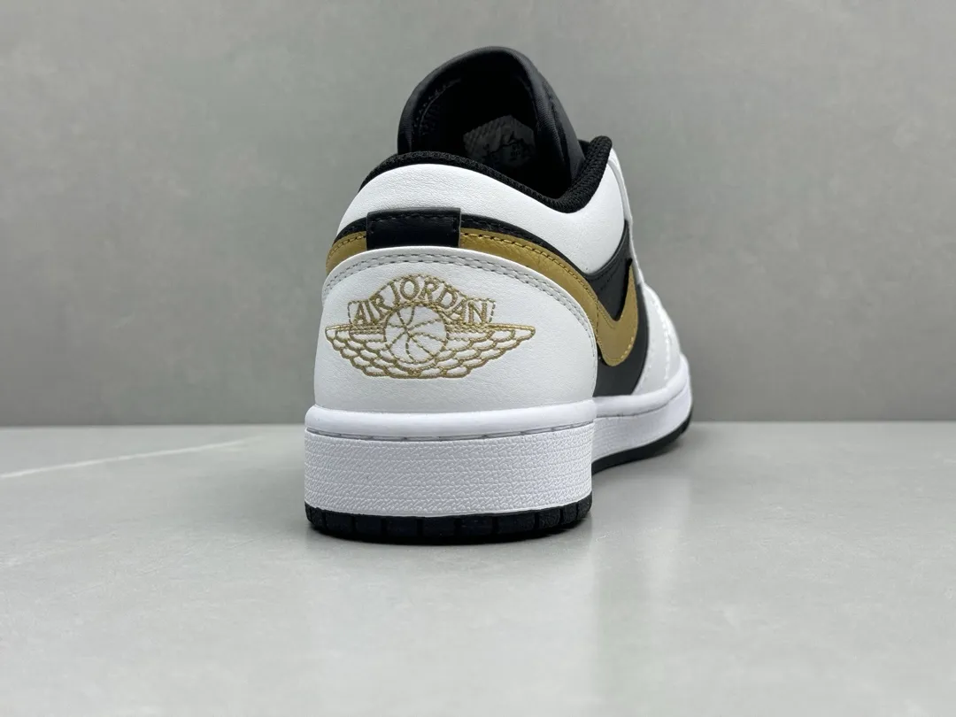 Stylish Nike AJ1 Low White Black Gold Pure  Version – Rep Shoes & Replica Nikes – Sizes 36-46 (Including Half Sizes 1239