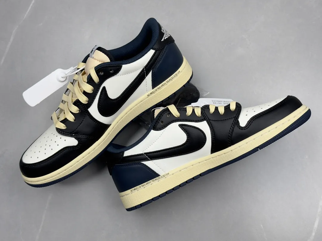 Sporty Nike AJ1 Low x Travis Scott Cactus Jack Navy Blue Black White – Top Rep Shoes & Best Replica Sneakers in Sizes 36- 1265