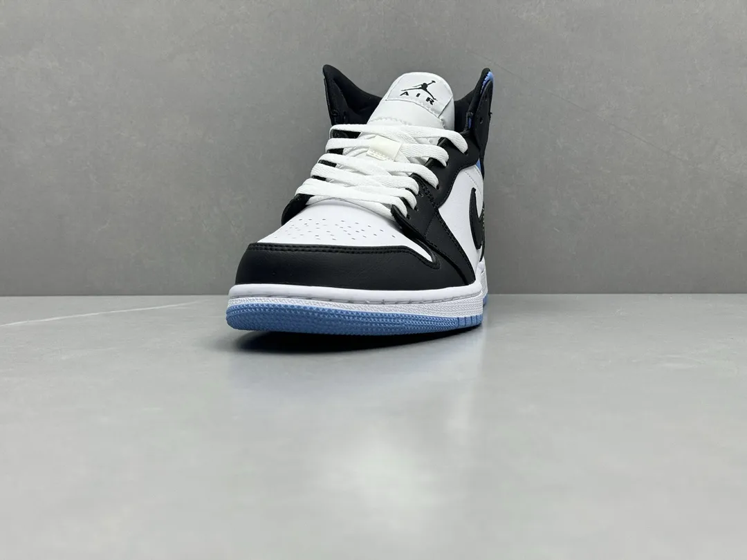Durable Nike AJ1 Mid Black White Blue Youth Basketball Shoes, Replica Nikes, Rep Shoes, Sizes 36-46 (Including Half Sizes 1210
