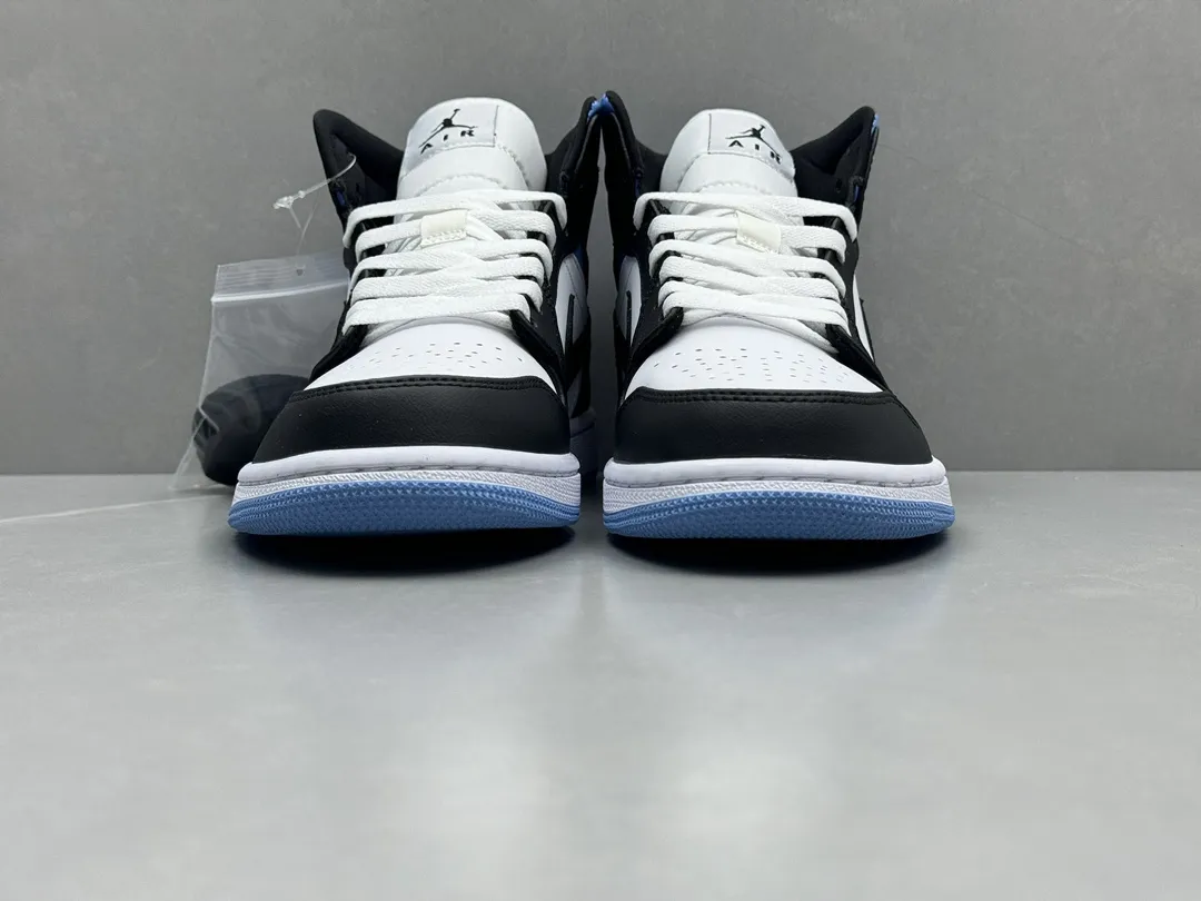 Durable Nike AJ1 Mid Black White Blue Youth Basketball Shoes, Replica Nikes, Rep Shoes, Sizes 36-46 (Including Half Sizes 1210