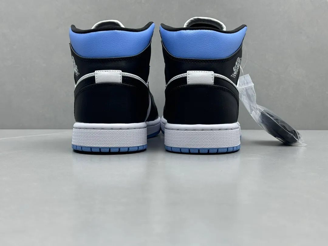 Durable Nike AJ1 Mid Black White Blue Youth Basketball Shoes, Replica Nikes, Rep Shoes, Sizes 36-46 (Including Half Sizes 1210