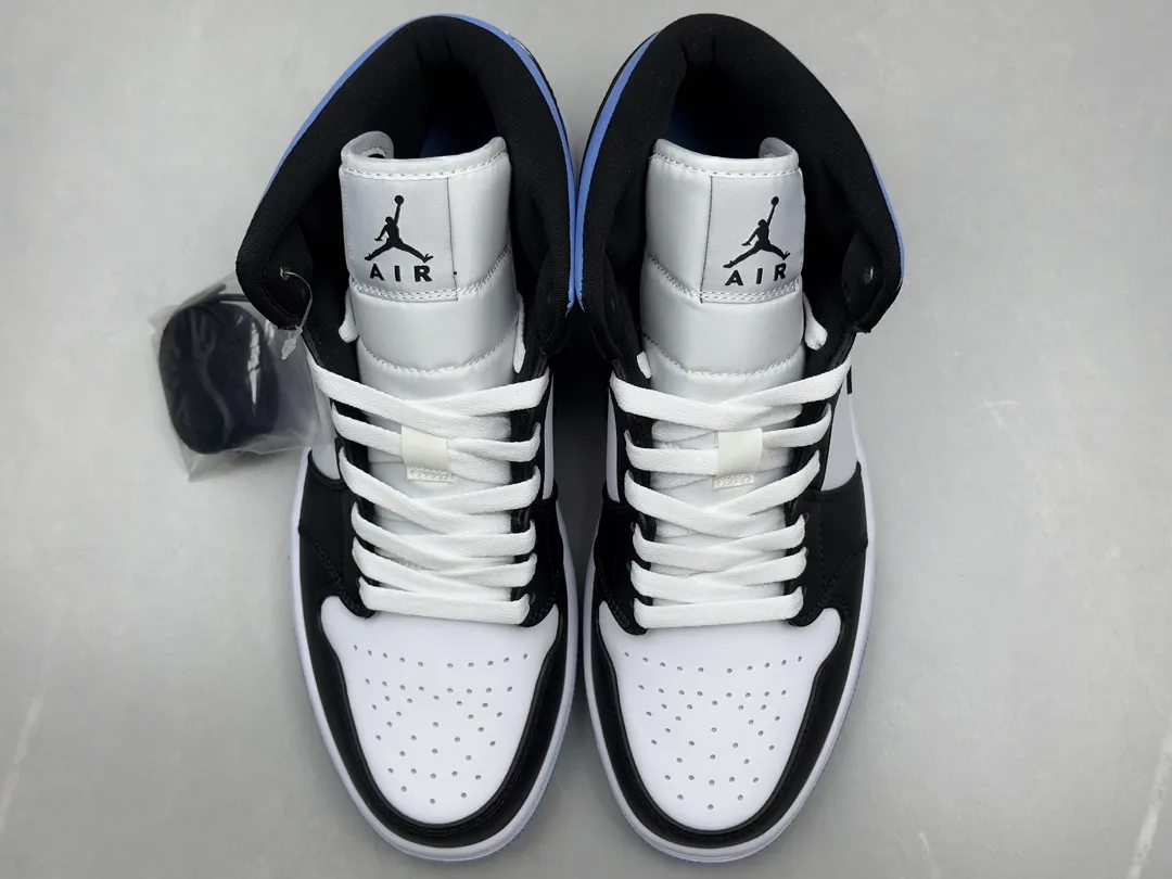 Durable Nike AJ1 Mid Black White Blue Youth Basketball Shoes, Replica Nikes, Rep Shoes, Sizes 36-46 (Including Half Sizes 1210
