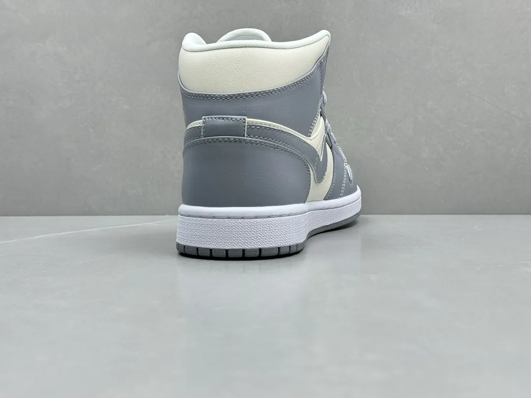 Fashionable Nike AJ1 Mid Grey White Basketball Shoes – Rep Shoes & Replica Nike Sneakers – Sizes 36-46 (Including Half Sizes 1228