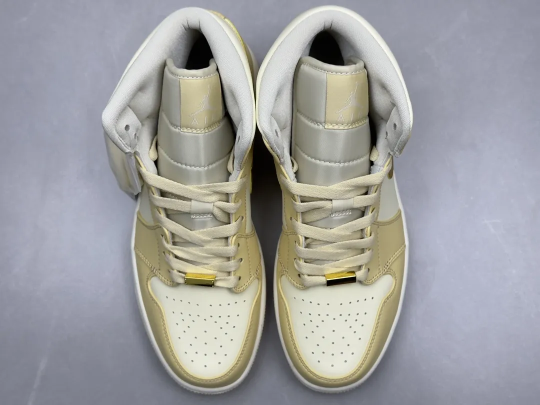 Bright Nike AJ1 Mid ‘University Gold’ – Yellow White, Authentic Version, Rep Shoes, Replica Nikes, Sizes 36-46 (Including Half Sizes 1211