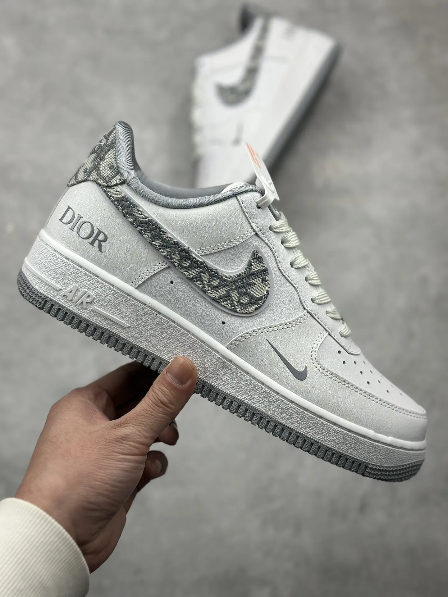 Nike Air Force 1 ’07 Low  Shoes – Grey White, Dior Edition, Best Replica Sneakers, Multiple Sizes Available (AA1366- Affordable 1010