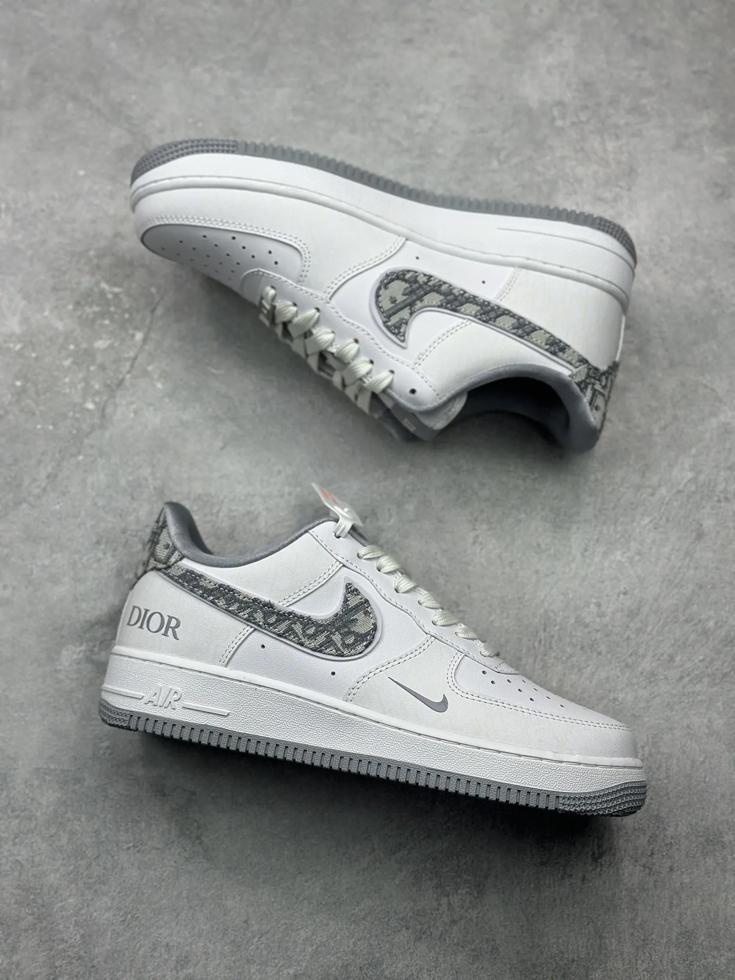 Nike Air Force 1 ’07 Low  Shoes – Grey White, Dior Edition, Best Replica Sneakers, Multiple Sizes Available (AA1366- Affordable 1010