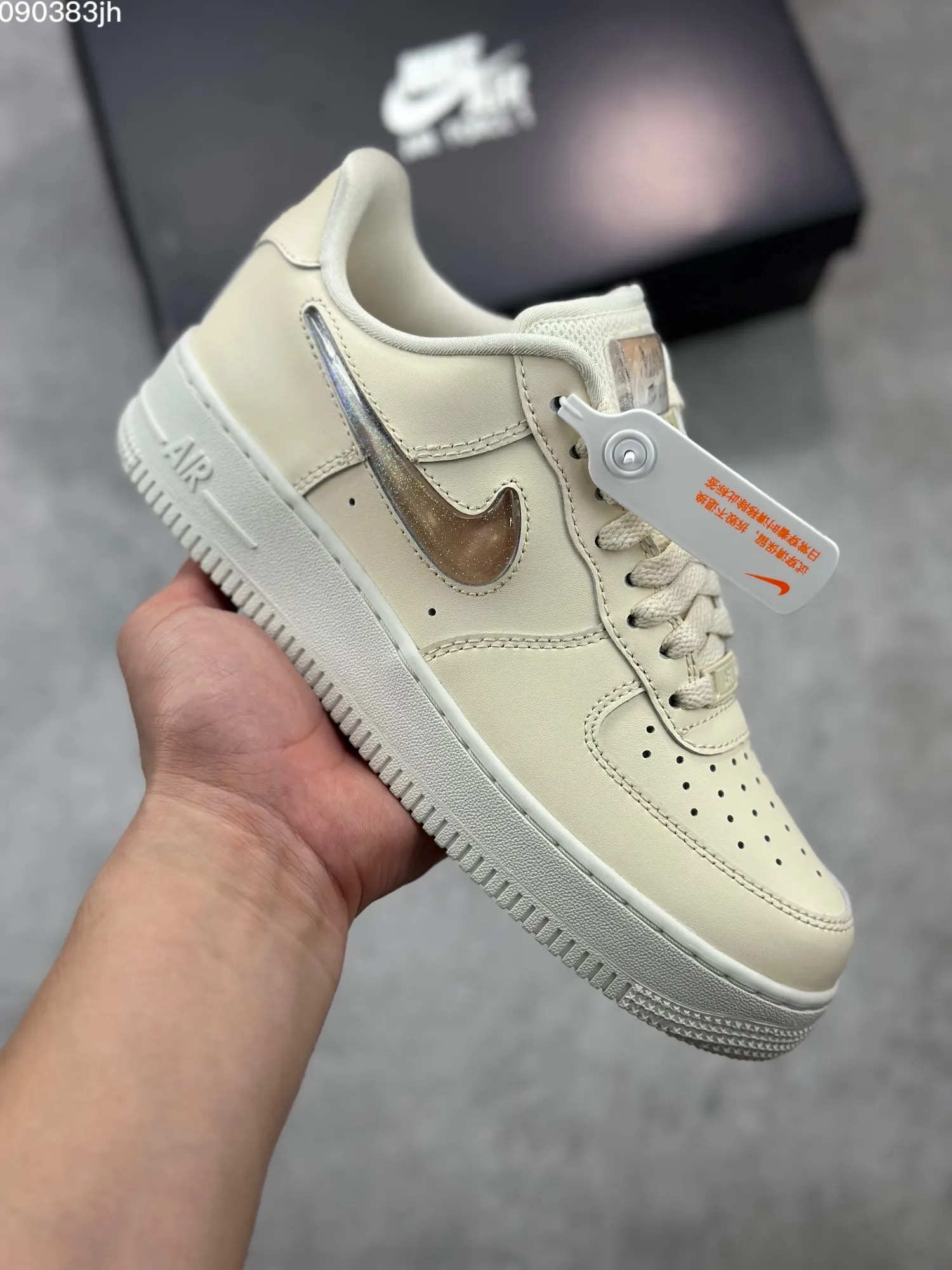 Nike Air Force 1 ’07 Low Cream Metallic Swoosh  Sneakers – Top Rep Shoes & Best Replica Sneakers – DB3301- Breathable 1043