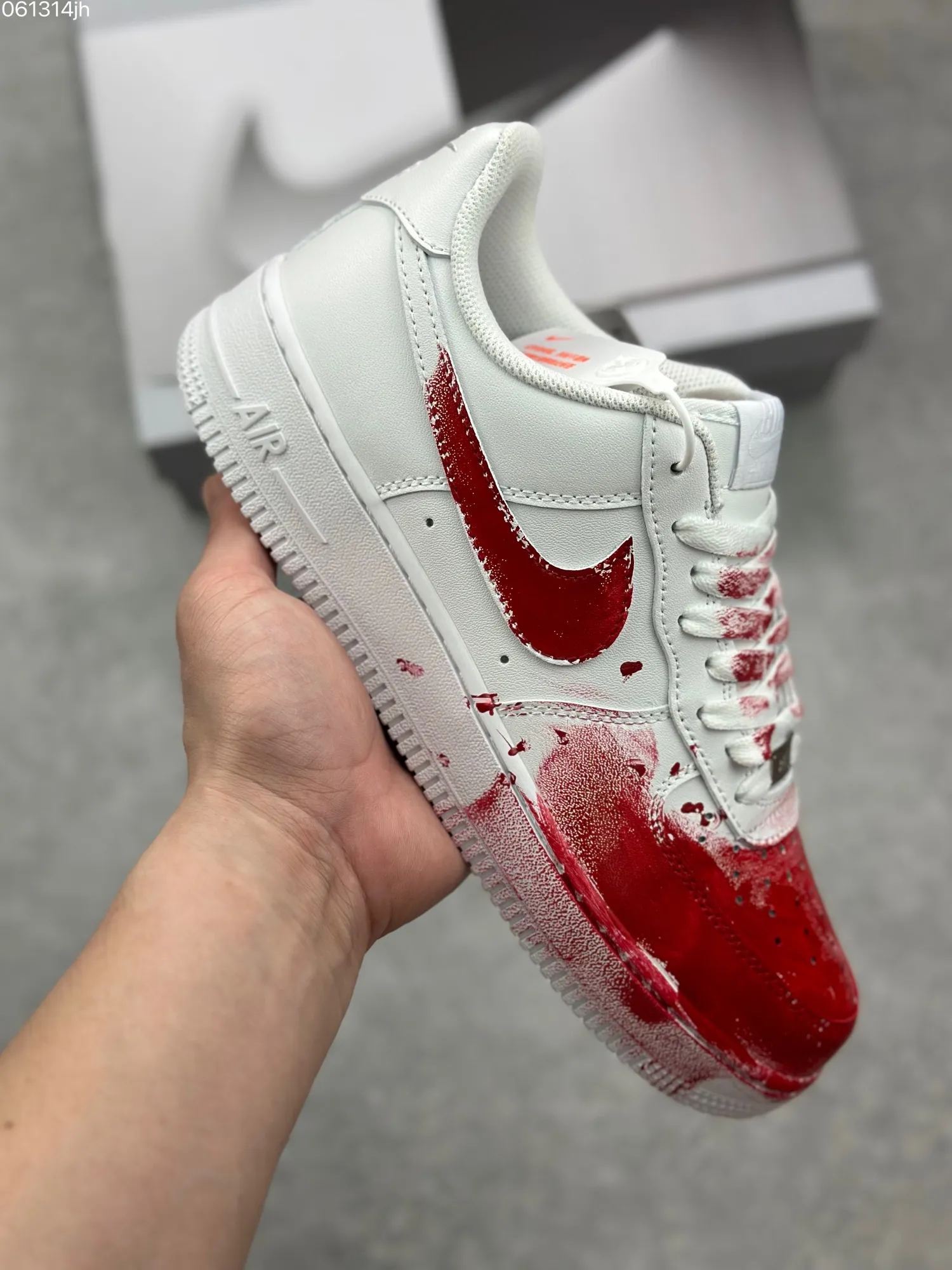 Nike Air Force 1 ’07 Low ‘Crime Scene’ Custom White Red Rep Shoes – Top Fake Nike Sneakers QuickDry 1070