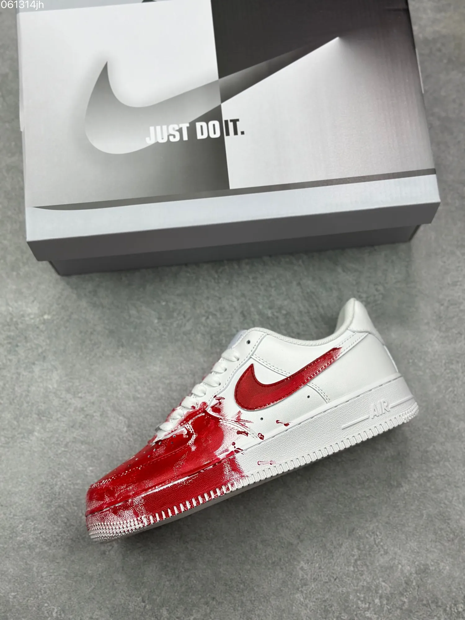Nike Air Force 1 ’07 Low ‘Crime Scene’ Custom White Red Rep Shoes – Top Fake Nike Sneakers QuickDry 1070
