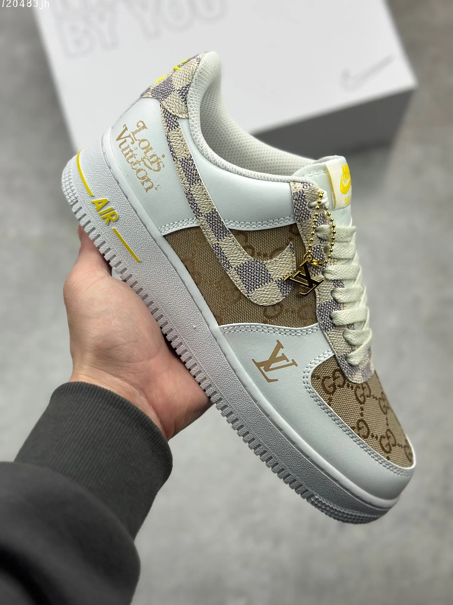 Nike Air Force 1 ’07 Low-Top  Shoes – Beige and White – Custom Design – High Quality Replica – AA1366- WaterResistant 1091